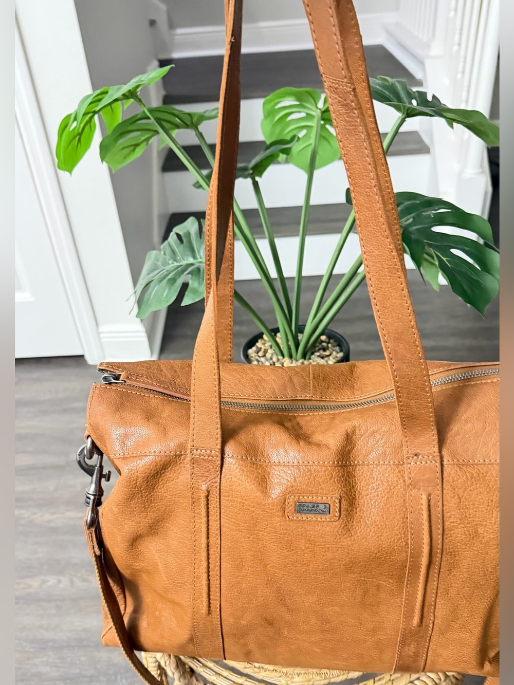 Spikes & Sparrow Cognac Genuine Leather Tote Shoulder Crossbody Bag